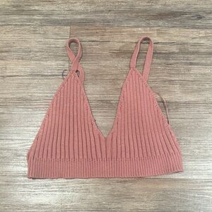 Zara Ribbed Knit Crop Top in Mauve